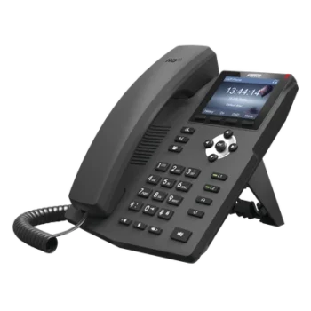 Teléfono IP empresarial para 2 lineas SIP con pantalla LCD de 2.8 pulgadas a color, puertos Gigabit y conferencia de 3 vías, PoE