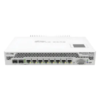 Cloud Core Router, CPU 9 Núcleos,7 Puertos Gigabit, 1 Combo TP/SFP, 1 puerto SFP+, 2 GB memoria y enfriamiento pasivo