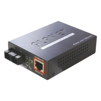 Convertidor de medios 100 Mbps UTP PoE/fibra óptica Mono-Modo hasta 15 Km, conector SC