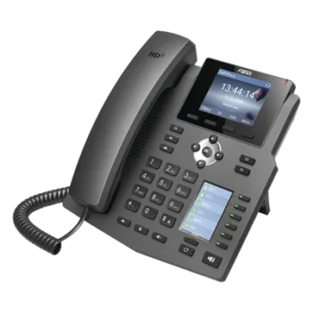 Teléfono IP empresarial para 4 líneas SIP con 2 pantallas LCD, 6 teclas BLF/DSS, conferencia de 3 vías, PoE