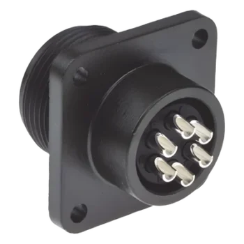 Conector Hembra Circular / 6 Terminales / Aluminio / -55°C a +125°C / Acoplamiento Roscado / 1.8 pies