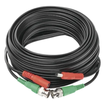 Cable Coaxial Siames / BNC RG59 + Alimentación / 10 Metros (32.81 Pies) / 100% Cobre / 4K / Interior y Exterior