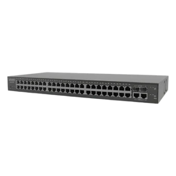 Switch Administrable L2 de 48 Puertos 10/100 Mbps + 2 Puertos Gigabit Ethernet + 2 Puertos SFP Gigabit.