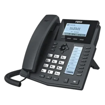 Teléfono IP Empresarial Para 6 Líneas SIP con Voz HD con 2 Pantallas LCD, 8 teclas BLF y Conferencia de 3 vías con Soporte Para PoE