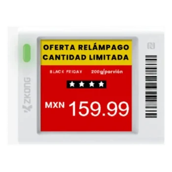 Etiqueta Electrónica de Estantería / Pantalla EPD 1.5" / 152x152 Píxeles / 4 Colores / BLE 5.0 con AES-128 / Autonomía 3 Años / NFC / 180° Visión