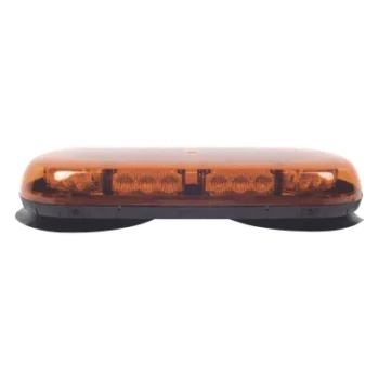 Mini Barra LED / 24 LED Ámbar / 25 Patrones de Destello / Montaje Magnético y Succión / 12 VCC / IP Extremo -40°C a 55°C