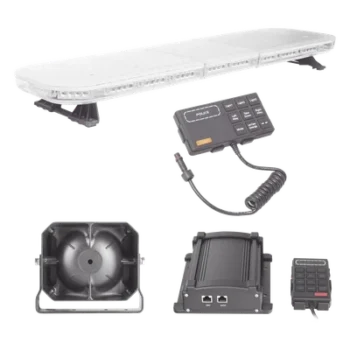 Kit de Señalización para Seguridad Pública / Barra LED 88 LEDs / Sirena 100W / Control de Tráfico Ámbar / IP65 / 45 Patrones de Destello