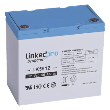 Batería de Respaldo AGM-VRLA / 12 V / 55 Ah / Vida Útil 5 Años / Terminales T2 / Certificación UL