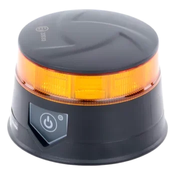 Baliza LED Recargable / Color Ámbar / IP67 / 12-24 V / 7 Patrones de Destello / Montaje Magnético y Succión
