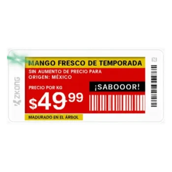 Etiqueta Electrónica de Estantería / EPD 2.13 Pulgadas / 4 Colores / BLE 5.0 con AES-128 / Autonomía 5 Años / NFC