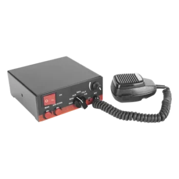 Sirena Electrónica Vehicular / 200W / 120dB / 5 Tonos / Micrófono Uso Rudo / Interconexión Radio