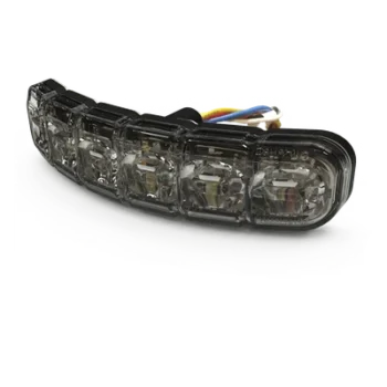 Luz de Advertencia Direccional Flexible / 12 LED Duales / Rojo/Blanco / Montaje Curvo hasta 120° / IP69K / IP67 / SAE Clase I y II / 12-24V / 69 Patrones de Destello