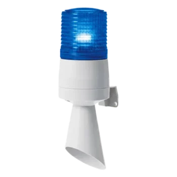Luz LED de Advertencia / Patrones Fijo y Destellante / Buzzer 95 dB / 110 VCA / Diámetro 60 mm / Azul