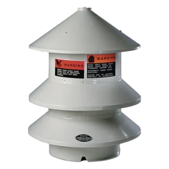 Sirena industrial omnidireccional / 102 dBC @ 30.5 m (100 pies) / Alcance 305 m (1000 pies) / Motor 2 HP 120-240V CA/CC / Montaje 10.7-12.2 m (35-40 pies)