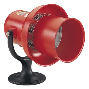 Sirena electromecánica industrial / 112 dBA a 3 m (9.8 ft) / 120 Vca/cd / UL y cUL / Tono bajo 700 Hz / Carcasa metálica roja anticorrosión