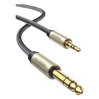 Cable Audio Estéreo / 3.5mm TRS a 6.35mm TS / 1 m (3.3 ft) / Cobre Chapado en Plata / Trenza de Nylon / Conectores Oro 24K