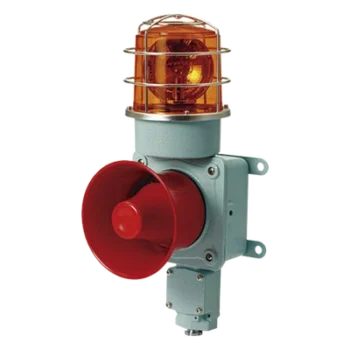 Combinación de luz de advertencia giratoria con bocina eléctrica / 24 VCD / 120 dB / IP66 / Aluminio y policarbonato / -20°C a +50°C