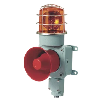 Combinación de luz de advertencia giratoria ámbar con bocina eléctrica / 24 VCD / 120 dB / IP66 / -20°C a +50°C / 120-140 RPM