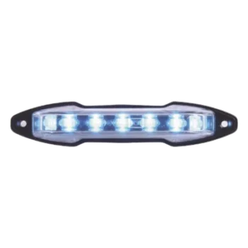 Luz auxiliar LED / 9 LED azul / 180° / 12-24 VCC / 131x29x30 mm / 0.8 A / IP exterior-interior