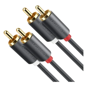 Cable de Audio 2 RCA Macho a 2 RCA Macho / 5 Metros (16.40 Pies) / Cobre Libre de Oxígeno / Conectores Chapados en Oro / Doble Blindaje EMI/RFI