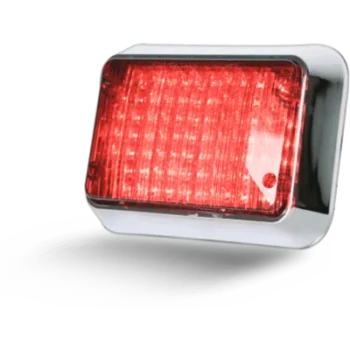 Luz de Advertencia LED / 8.4 x 6 Pulgadas / Rojo / Lente Transparente / Bisel Cromado / 12V/24V / 20 Patrones / Montaje de Superficie