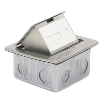 Mini Caja de Piso Rectangular / 12.4 x 12 x 7.2 cm / Acero Inoxidable 304 / 3 Puertos Keystone / 0.828 kg