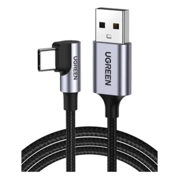 Cable USB-A a USB-C / 2 m (6.56 ft) / Conector 90° / Carga 60W / 480 Mbps / Nylon Trenzado / Aluminio