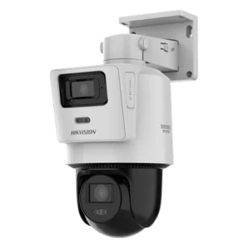 Cámara PTZ TandemVu IP / Dual Sensor 4 MP + 4 MP / Lentes 2.8 mm + 8 mm / Dual Light IR + Blanca 30 m (98.4 ft) / PoE 802.3at / IP66