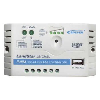 Controlador de Carga Solar PWM / 10A / 12/24V Auto / USB 5V/2A / Tierra Positivo Común / LED