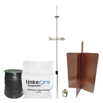 Kit Pararrayos / Electrodo de Cobre de Alta Sección / Pararrayos de Aluminio con Ionización / Radio de Cobertura 72° / Diseño para Excavaciones Poco Profundas / Cumple Estándares Internacionales de Telecomunicaciones