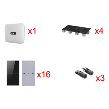 Kit Solar de Interconexión / 10 kW / 220 Vca / Eficiencia 98.40% / 16 Módulos 645W / Montaje para 4 Módulos