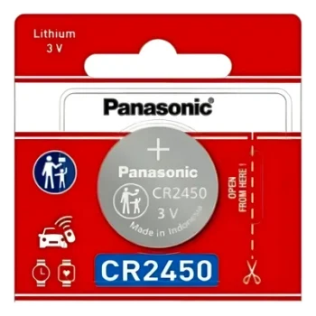 Batería de Litio Tipo Moneda / 3V / 620 mAh / CR2450 / 10 Años Vida Útil