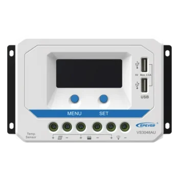 Controlador Solar PWM / 30A / 12/24/36/48V Auto / Tierra Positivo Común / Doble USB 2.4A / Pantalla LCD