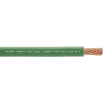Cable THW-LS / Calibre 4 AWG / 19 Hilos / 90°C Seco / 75°C Mojado / Verde / Venta por Metro