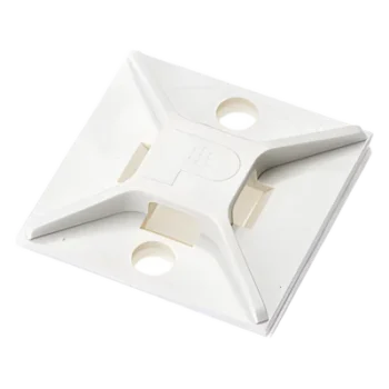 Base Adhesiva para Cinchos / 4 Vías / 25.4 mm x 25.4 mm (1in x 1in) / Interior / ABS Blanco
