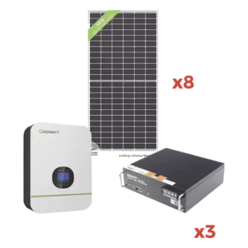 Kit Solar Autónomo / 4400Wp / 14.976kWh / 3000W Inversor / 120Vca / 1400W Max / 10h Operación