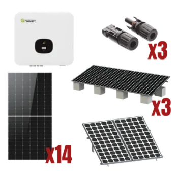 Kit Solar de Interconexión a Red / 8 kW / 220 Vca / Inversor Monofásico / 14 Módulos Fotovoltaicos 645 W / Montaje para 6 Módulos