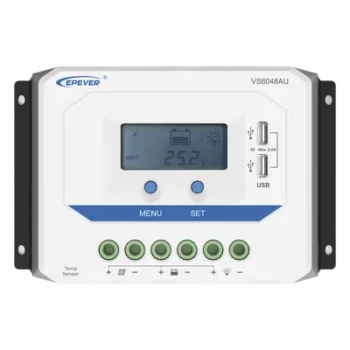 Controlador de Carga Solar PWM / 60A / Auto 12/24/36/48V / Pantalla LCD / USB Dual 5V 2.4A / Tierra Positivo Común