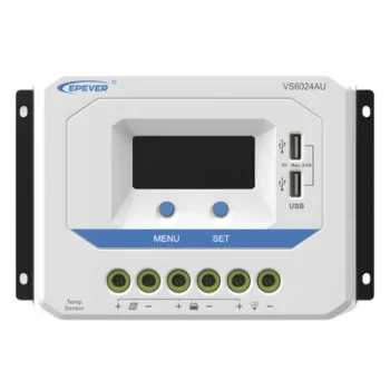 Controlador Solar PWM / 60A / 12/24V Auto / Doble USB / Pantalla LCD / VOC 50V / Tierra Positivo Común / Entrada 9V-32V
