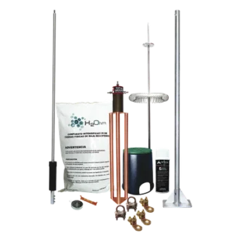 Kit de Pararrayo Dipolo Corona / Ángulo de Protección 72° / Mástil 1.2 m (3.9 ft) / Electrodo 45A / Mejorador de Suelo 11 kg / Base Plana Integrada