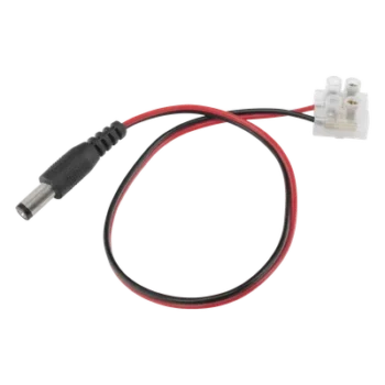 Cable de Alimentación DC / Calibre 18 AWG / Conector DC Macho 5.5x2.1 mm / Bloque Terminal Atornillable / Longitud 28.5 cm