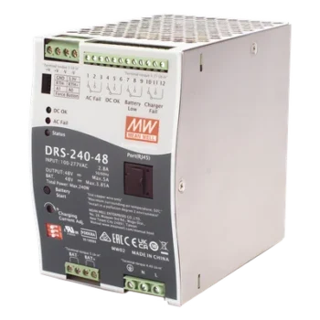 Fuente de Poder Industrial / 240W / Salida 48Vcc / 5A / Cargador de Baterías / Riel DIN / Entrada Universal 90-305Vca