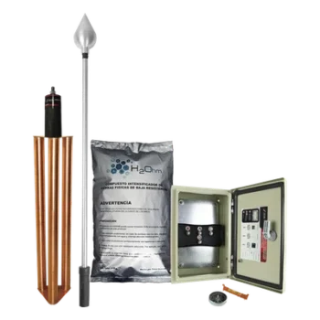 Kit de Protección Contra Rayos / 160 m (524.9 ft) de Diámetro de Protección / Punta de Acero Inoxidable / Mástil 1.2 m (3.9 ft) / Electrodo 100 kA / Mejorador de Suelo 11 kg
