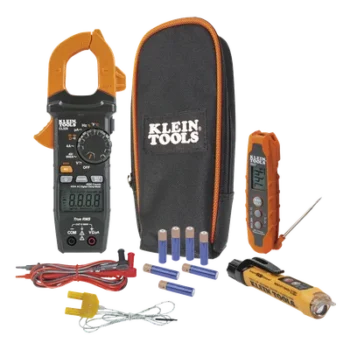 Kit Prueba HVAC / Multímetro Gancho TRMS / Termómetro Dual IR -40 a 300 °C / Detector NCVT 12-1000V CA / Ciclo Servicio / Linterna