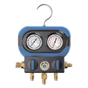 Manifold de 2 Válvulas / Presión Máxima 500 psi / Vacío -30 inHg / Multigas R22, R32/R410A, R404A, R407C / Conexión 5/16" SAE / Resistente a Impactos