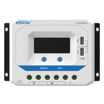 Controlador Solar de Carga PWM / 12/24/36/48 V Auto / 45 A / 96 V PV / Display LCD / USB 2.4 A / -25°C a 55°C