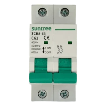Interruptor Termomagnético / 2 Polos / 16 A / 400 Vca / Curva C / 6 kA / Riel DIN 35 mm / Aplicación Fotovoltaica