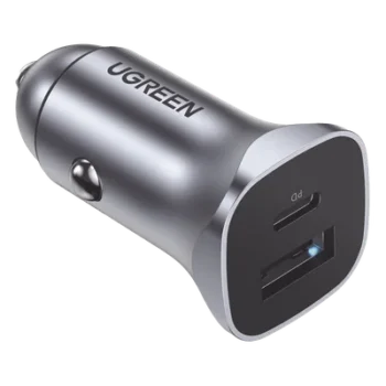 Cargador de Auto / 24W / USB-A + USB-C / PD3.0 + QC3.0 / 12-24 VCD / Aleación de Aluminio