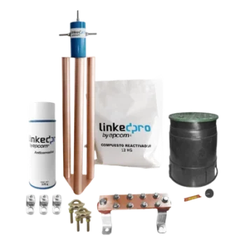 Kit Puesta a Tierra 200A / Electrodo Cobre Electrolítico / Diseño Delta / Filtro Equipotencial / Compuesto 12 kg / Barra Unión + Conectores + Registro