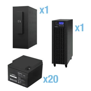 UPS Trifásico de 20 kVA/18 kW, Topología Online Doble Conversión, Voltaje de 208/220 Vca de L-L, Respaldo de 5 Minutos al 100% de Carga, Incluye Módulo y Banco de Baterías